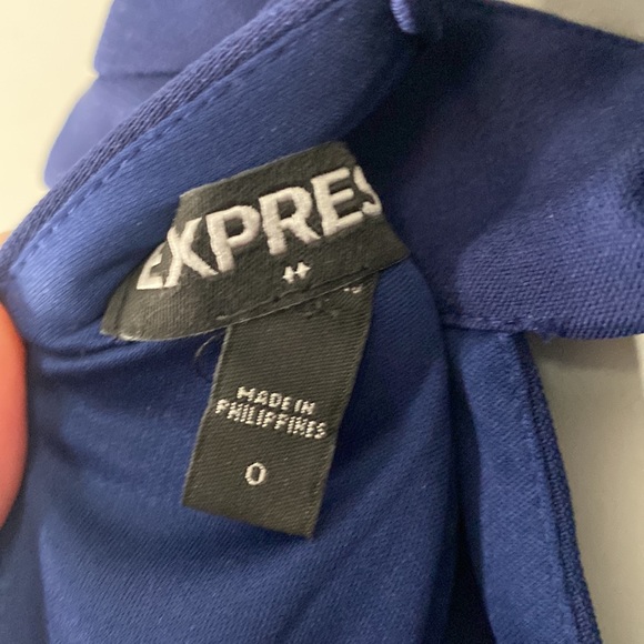 *!!WORN ONCE!!* navy mini dress with a high neck and lace detail from EXPRESS. - Picture 5 of 6